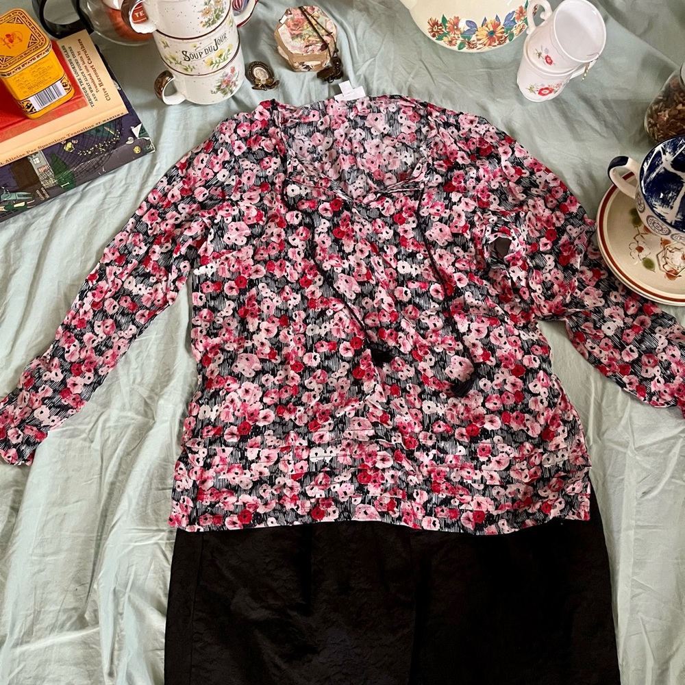 J. Jill Pink Floral Blouse